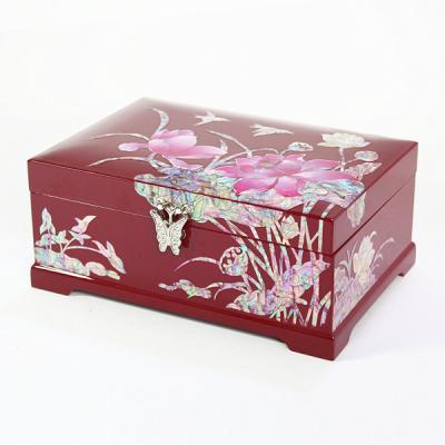 China Wooden high end mother of pearl inlaid wooden jewelry box for sale