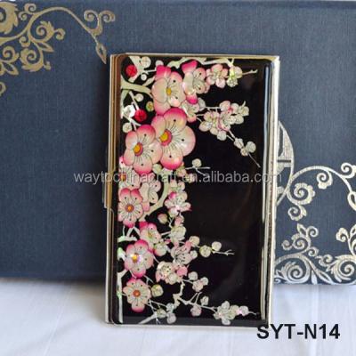 China Luxury Portable Pearly Inlaid Business Card Holder for sale