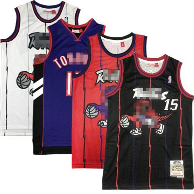 China Hot Selling Raptors No. 1 Tracy McGrady No. 1 High Quality Breathable Retro Basketball Tank Tops. 15 Vince Carter Embroidery vest for men for sale