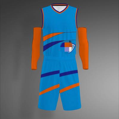 China Breathable Custom Wholesale Custom Tank Tops Color Design Basketball Uniform Clothes Set For Men for sale