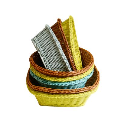 China Sustainable Rattan Catch Tray Snack Basket Kitchen Fruit Rattan Tabletop Basket for sale