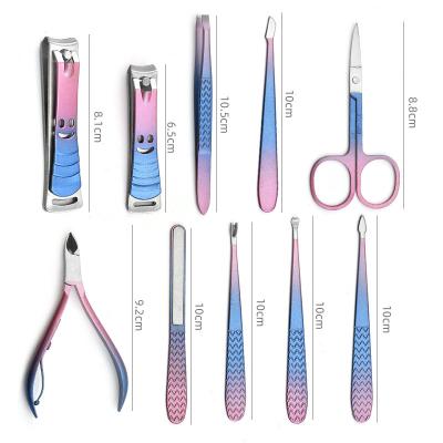 China Custom Logo Small Gift Home Parlor Beauty Manicure 10 Sets Custom Manicure Care Tools for sale