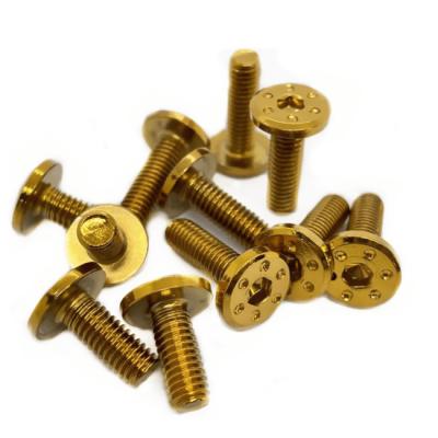 China Stainless Steel Flat Head M6 Screw Stainless Steel Screw / General Gold Plated Screw Fastener Piece For Motorcycle And Electric Vehicle Modification for sale