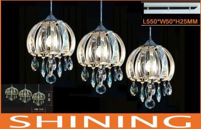 China 220V Warm White 190mm * 300mm Pendant Crystal Light With 3pcs E14 Bulb for sale