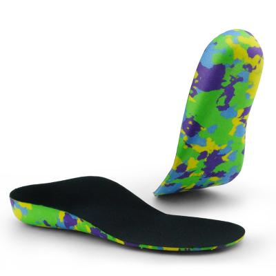 China Custom Mesh +Camouflage Printing EVA High Quality Black White Color Printing Orthotic EVA Insoles For Kids for sale