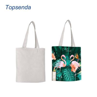 China Rope Handle Digital Dye Sublimation All Over Print Full Color Imprint Canvas Shopping Bag Reusable Custom Tote Bag for sale