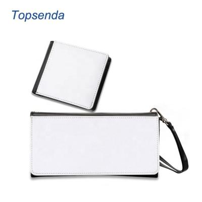 China Blank for Custom Polyester Leather Fabric PU Blank Sublimation Logo Wristband Female Wallet for sale