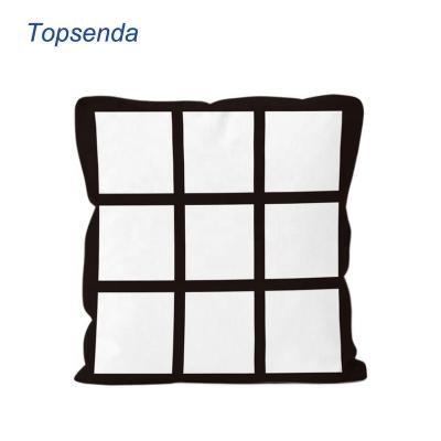 China White 16x16 Double Sided 9 Panel Polyester Sublimation Short Plush Blank Pillow Case for sale