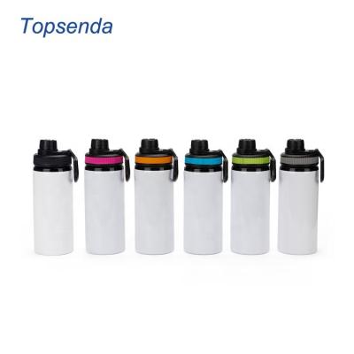 China 20 oz 600ml Sustainable Outdoor Sport Personalized Color Lid Sublimation Aluminum Water Bottle With Handle for sale