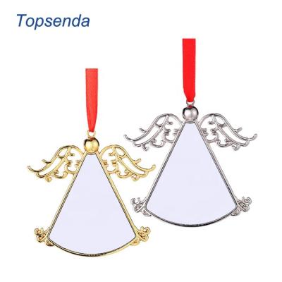 China Custom Metal Zinc Alloy Blank Christmas Ornaments Angel Wing Sublimation Ornament for sale