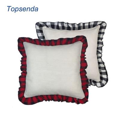 China Sublimation Buffalo Plaid Hive Pillow Case DIY Printing Chair Cushion Viable Custom Blank Linen Canvas Cover for sale