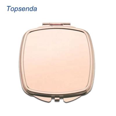 China Personalized Glass Square Round DIY Compact Pocket Mirror Rose Gold Blank Sublimation Make Up Mirror for sale