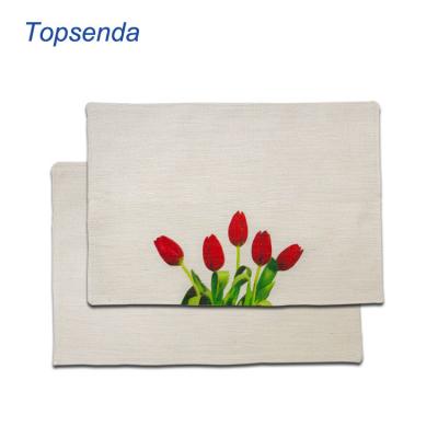 China Double Stocked Custom White Logo Linen Placemat Sublimation Fabric Printable for sale