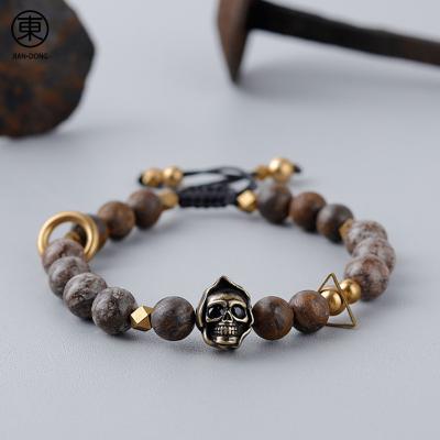 China S0639 FASHIONABLE JIANDONG 2022 most popular natural stone beaded charm elastic bracelet trend men's skeleton accessories for sale