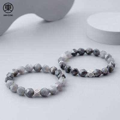 China S0616 JIANDONG simple fashionable hot sale natural stone beaded men's crystal mist stretch heal bracelets for sale