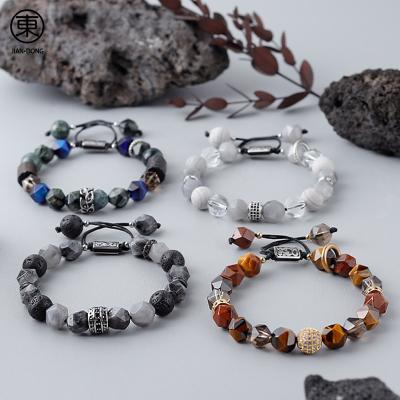 China S0656 FASHION JIANDONG the most popular handwoven bracelet natural various minerals of malachite crystal tiger-eye beaded bracelet for men for sale