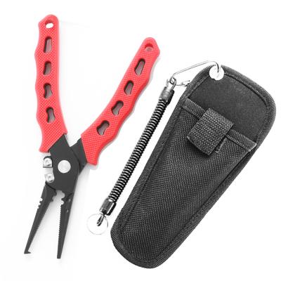 China Stainless Steel #420+Tungsten Steel Cloth Big Bag Quality Lure Stainless Steel Multifunctional Fishing Pliers Fishing Pliers With Tungsten Steel Side Scissors for sale