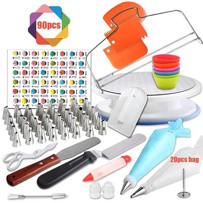 China Viable New Product Hot Selling Cake Decorating Set Cake Tools 90 Pieces Cake Turntable Set for sale