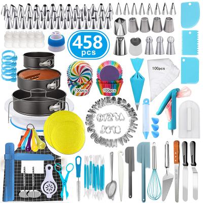 China Sustainable Complete High Quality DIY Cake Decorating Tip Set Baking Tools 458pcs Cake Tools for sale