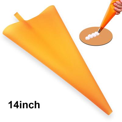 China Viable Reusable Silicone Pastry Bag Cake Decoration Piping Bag 14 Inch Orange Color for sale