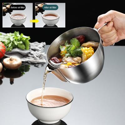 China Viable High Quality Retro Bar Kitchen 800Ml Tools Oil Filter Bowl Stainless Steel Cooking Measuring Cup For Coffee for sale