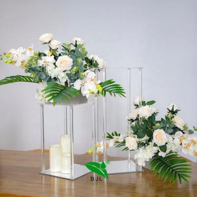 China Acrylic Wedding Walkway Flower Display Rack Pot Holder Table Flower Stand Centerpieces for sale