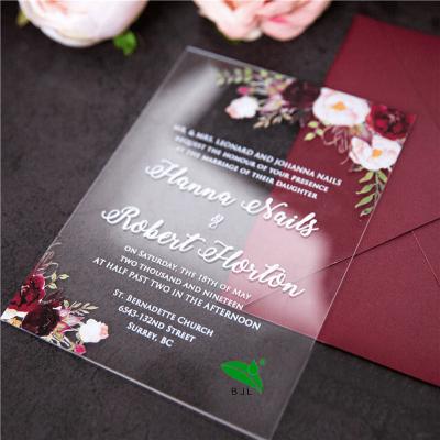 China China Supplies Lovely Romantic Wedding Acrylic Card Wedding Invitations for sale