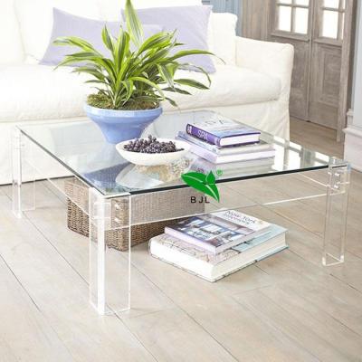 China Custom Adjustable Shape Clear (Height) Poplar Living Room Furniture Acrylic Coffee Table Side Table for sale