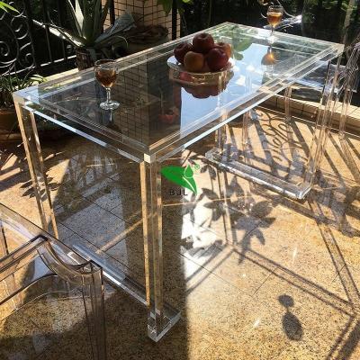 China Modern And Soft Transparent Acrylic Wedding Furniture Design Wedding Long Table Tea Home for sale