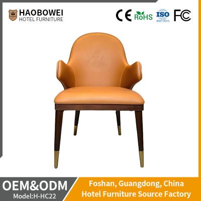 China Customized brown Dining Chairs PU Leather Hotel Furniture Medium Back for sale