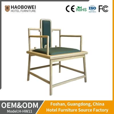 China                    Wholesale Chinese Style Durable Solid Ash Wood Armrest Leisure Chair Hotel Furniture              for sale