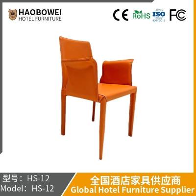 China                    Italian Saddle Chair Restaurant Hotel Armrest Back Book Chair Cream Wind Saddle Leather Dining Chair Home Extremely Simple Negotiation Chair              for sale