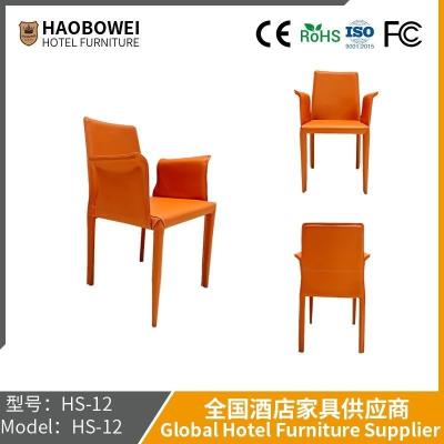 China Italiaanse zadel lederen armsteun Eetstoel Noordelijk Moderne Simpel High-End Restaurantstoelen om te onderhandelen Comfortabele rugsteunstoel Te koop