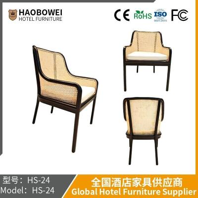 China                    North European Restaurant Solid Wood Armrest Chair Real Cane Solid Wood Package Dining Chair Casual Discussion Coffee Chair              for sale