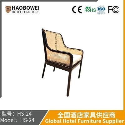 Κίνα Νέα Κινέζικη στυλ Solid Wood Armrest Single Encircling Chair, Bed-and-Breakfast Cane Leisure Chair, Hotel Study Chair Καφετέρια Καρέκλα διαπραγμάτευσης προς πώληση