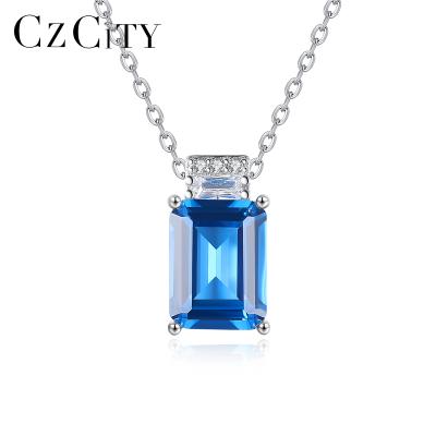 China CZCITY 2021 CLASSIC Gemstone Necklace Crystal Jewelry 925 Sterling Silver Pending Charm Pendants for sale