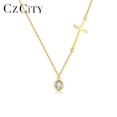 China Fashionable Zircon Lady Chain Woman Jewelry CZCITY Style European Charm Jewelry Necklace Cross Cross for sale