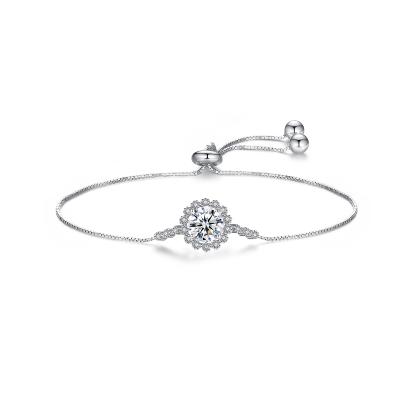 China CZCITY CLASSIC 1ct Round Moissanite Bracelet 925 Sterling Silver Adjustable Slide Charm Women's Bracelet for sale