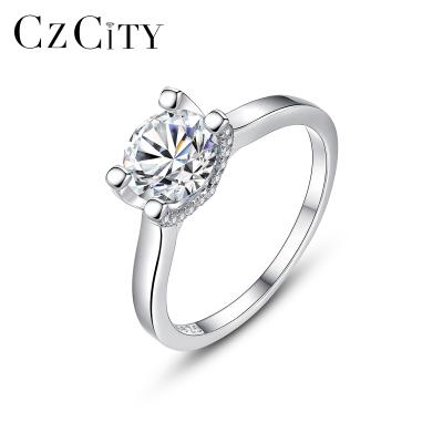 China CZCITY New Fashion Women's CLASSIC Sterling Silver 925 Real Diamond Female Moissanite Eternity Ring Wedding Accessory for sale