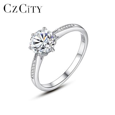 China Unique CLASSIC Wedding Woman Moissanite Engagement Eternity Ring Real 925 Sterling Silver Fashion Accessory Jewelry from CZCITY for sale