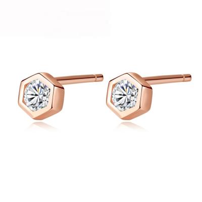 China Wholesale Cute Tiny Silver Cubic Zircon Earring From CZCITY Rose Gold Earrings Minimalist Design S925 for sale