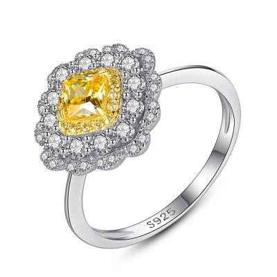 China CZCITY CLASSIC Yellow Cubic Zircon Engagement Ring 925 Sterling Silver Jewelry New Luxury For Women for sale