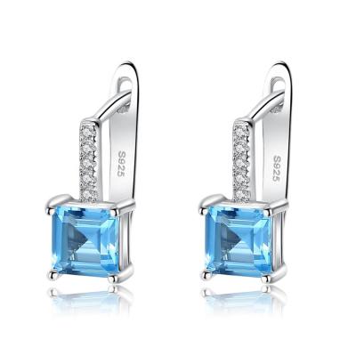 China CZCITY CLASSIC Sky Blue Topaz 925 Sterling Silver Stud Earrings For Women Christmas Gift for sale