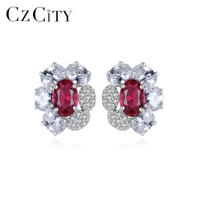 China CZCITY CLASSIC Flower Stud Earrings For Women Luxury Designer Inspired 925 Sterling Silver Stud Earrings for sale