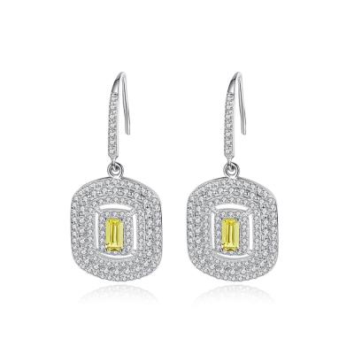 China CZCITY CLASSIC 925 Crystal Jewelry High Quality Sterling Silver Yellow Yellow Gemstone Drop Earrings for sale