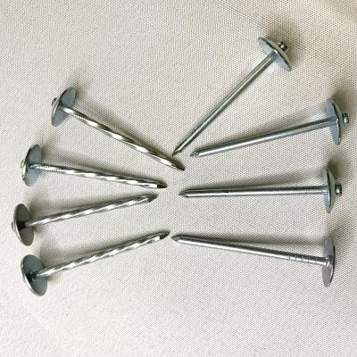 China Flat Twisted Leg Galvanized Corrugated Umbrella Head Roofing Nail for sale