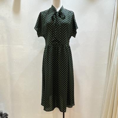 China Newest 2022ss Women Summer Beach Skirt Polka Dot Dress Breathable Short Sleeve Cos Plus Size Casual Style Dress Acetate for sale