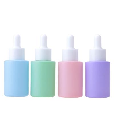 China 30ml Macaroon Color Essential Oil Bottle Glass Cosmetic Dropper Bottle for sale