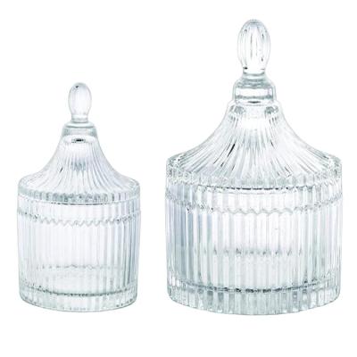 China Good Quality Round 250/650ml Crystal Candy Jars Glass Carved Casual Storage Jewelry Box for sale