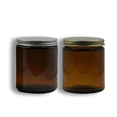 China HOT Products Clear Household SALE4oz 8oz 12oz 250ml 500ml Amber Candle Jars Glass With Aluminum Crew Cap for sale